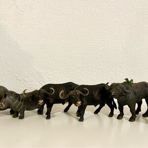 Retired Schleich Hippos, Cape Buffalo, and Rhinoceros.